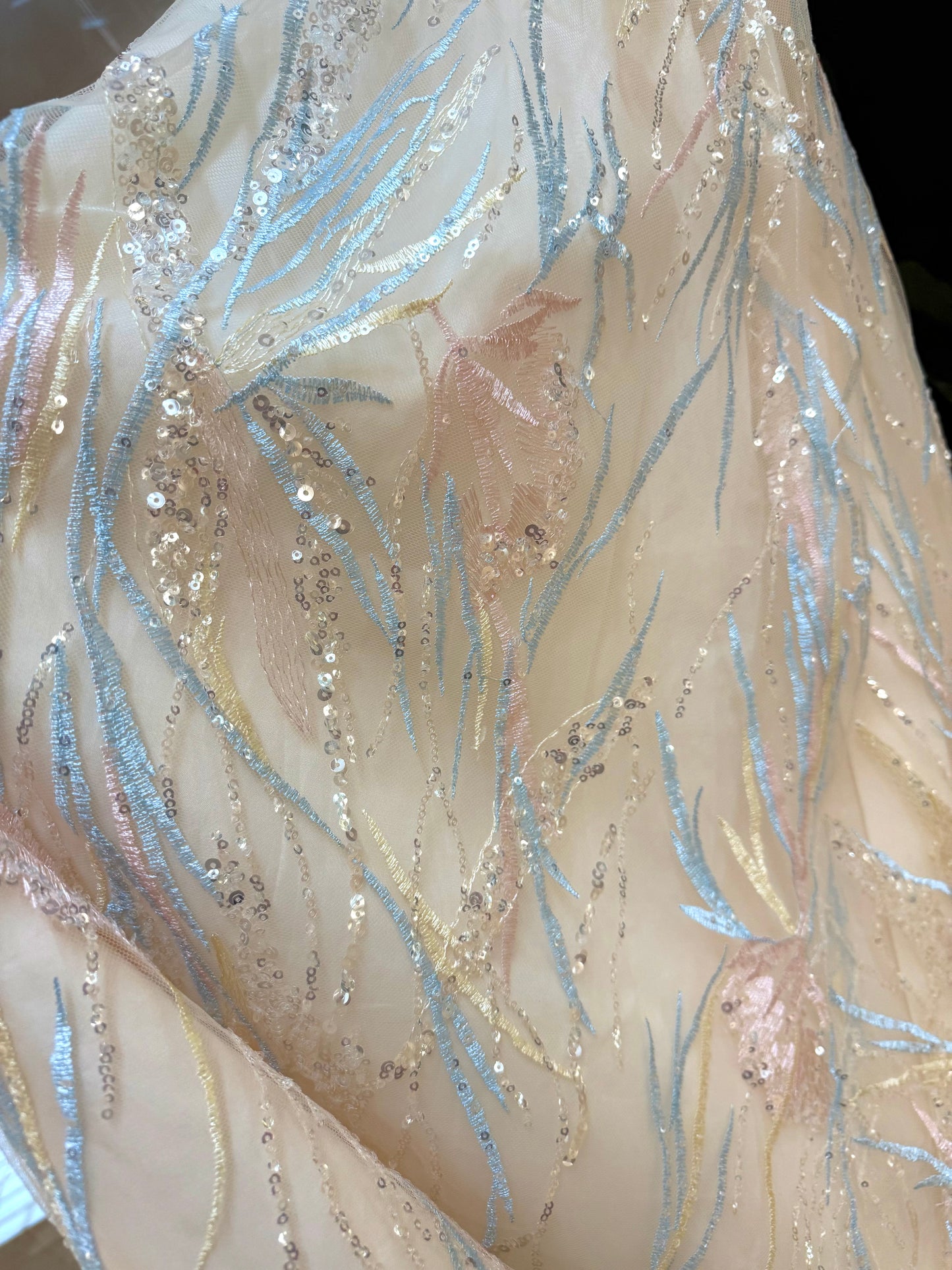 DQ-E7 ビーズチェーン付き刺繍スパンコール