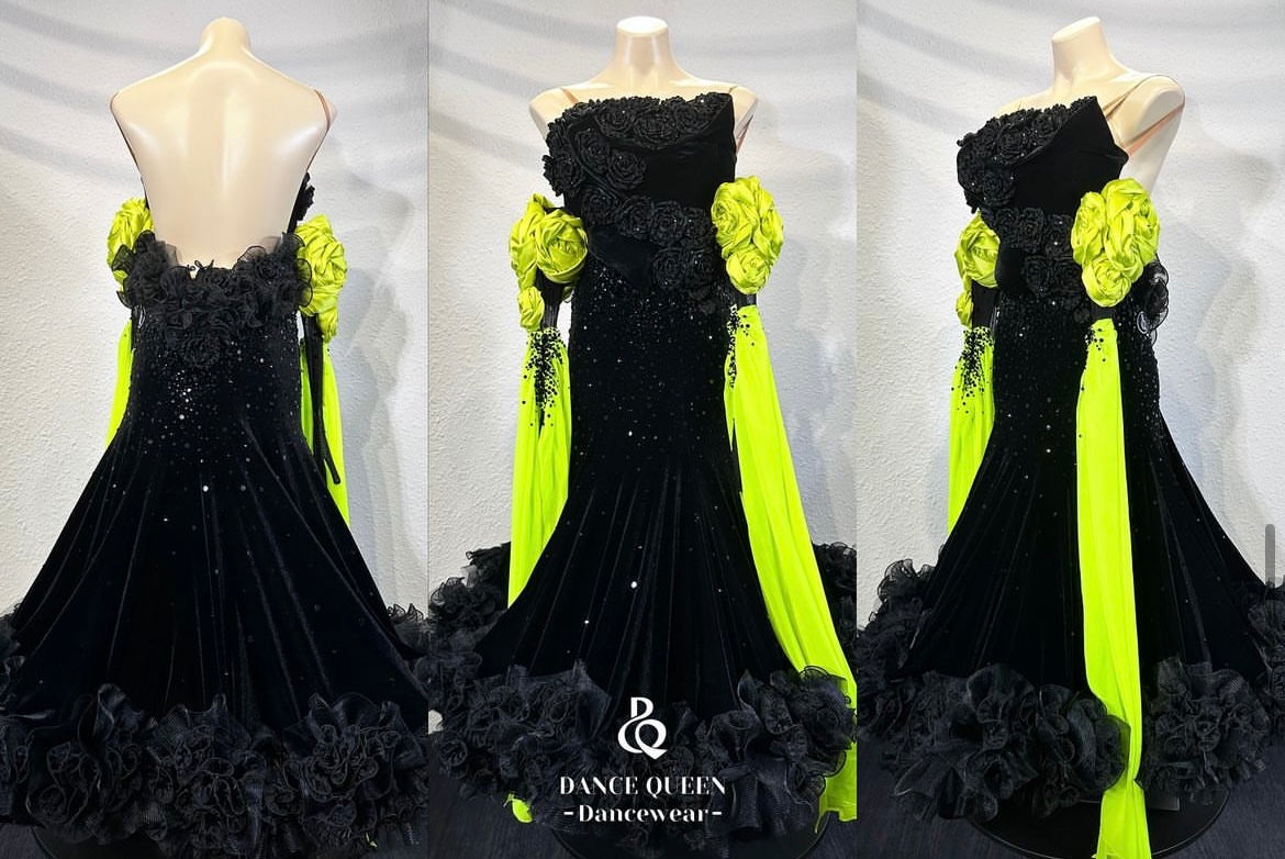 DQ-D46【SOLD OUT】ブラック×ネオンイエロードレス