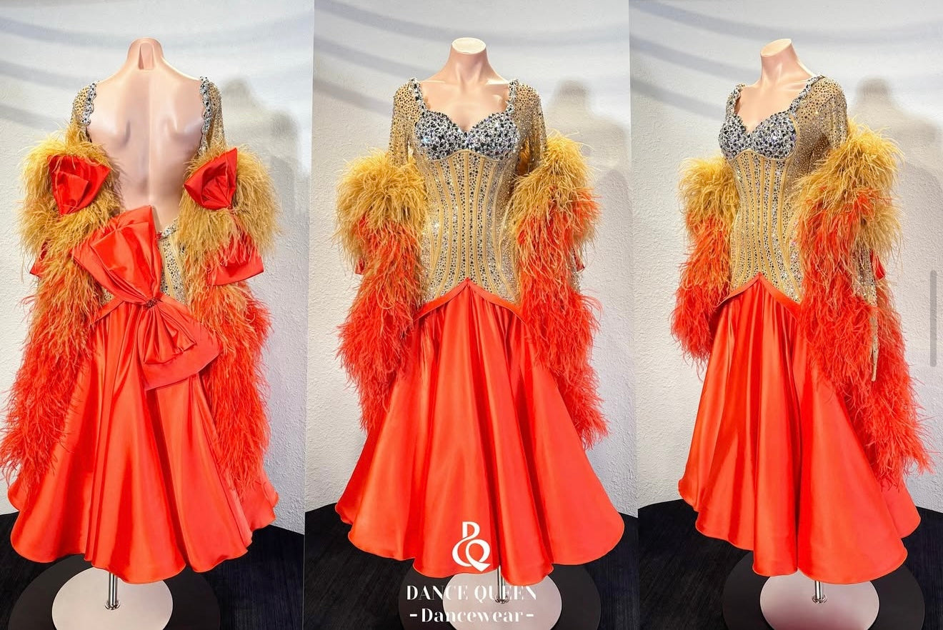 【Sold Out】DQ-D75 Orangeリボンドレス