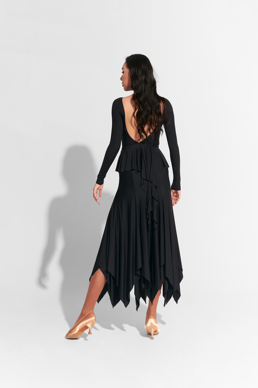 DQ-787 スカラップペプラムワンピース【カラーオーダー対応】