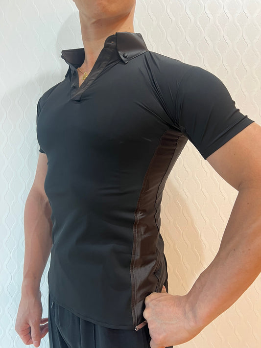 RE-44 サテン切替えポロシャツ