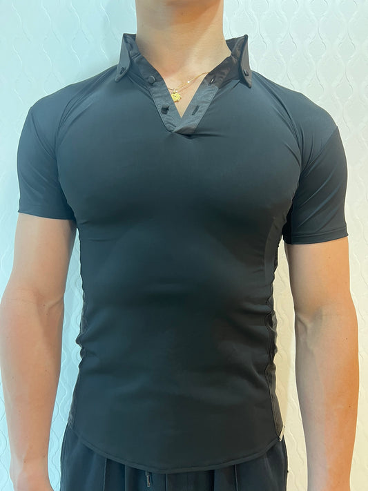 RE-44 サテン切替えポロシャツ