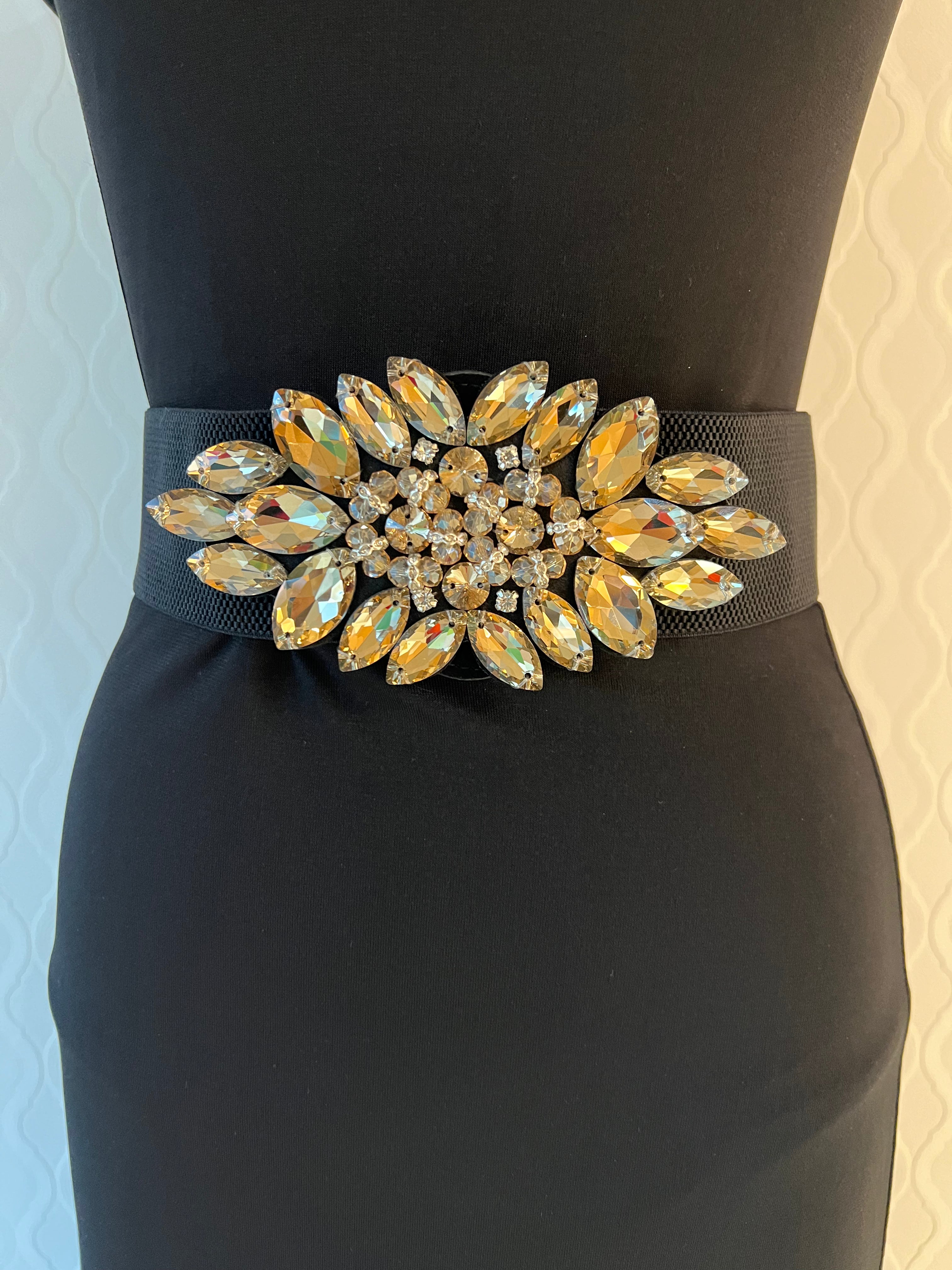 Bel-3,4 ラインストーンベルト(Clear / Beige) – Dance Shop Reve