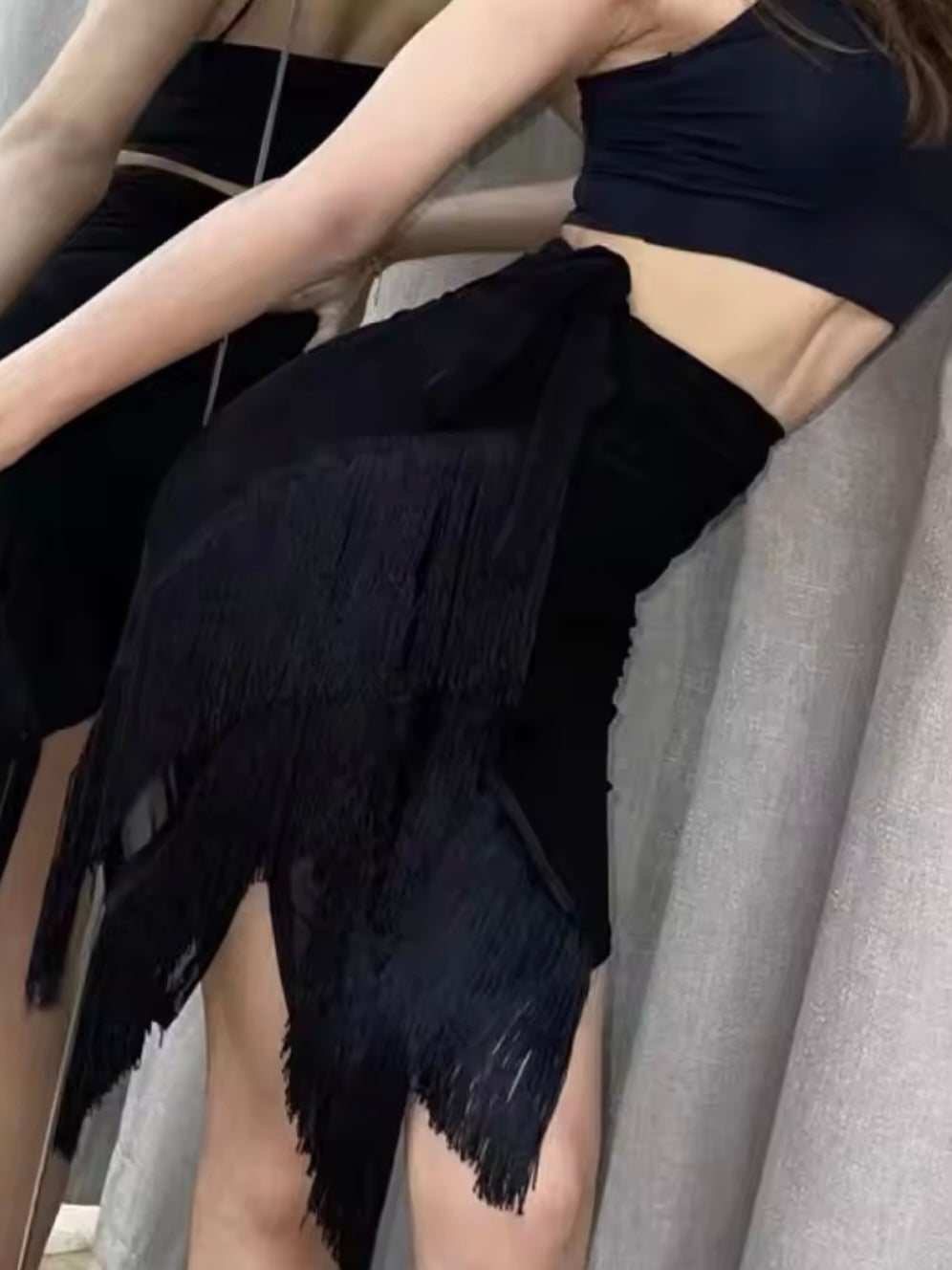 RE-60 フリンジ付きラップスカート – Dance Shop Reve