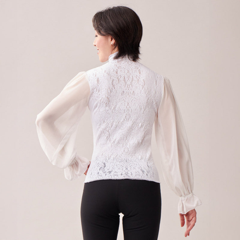 【ノーソーイングニット】ドレープスリーブハイネックニット