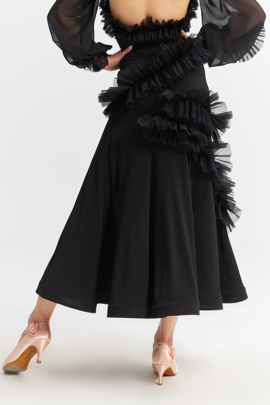 DQ-1028 スリットチュールフリルスカート