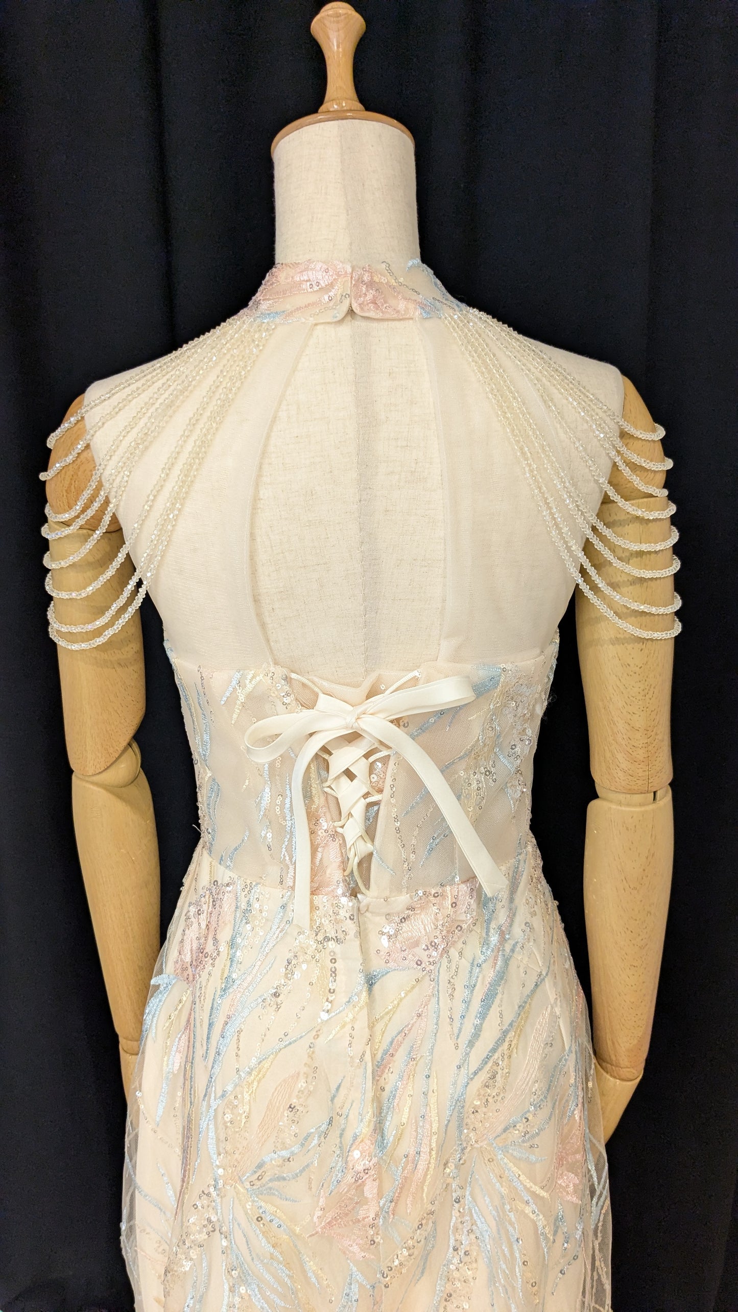 DQ-E7 ビーズチェーン付き刺繍スパンコール