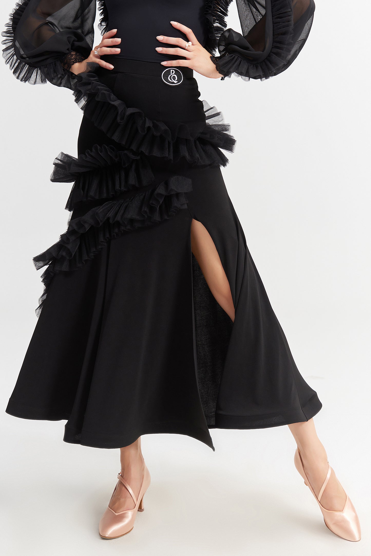 DQ-1028 スリットチュールフリルスカート