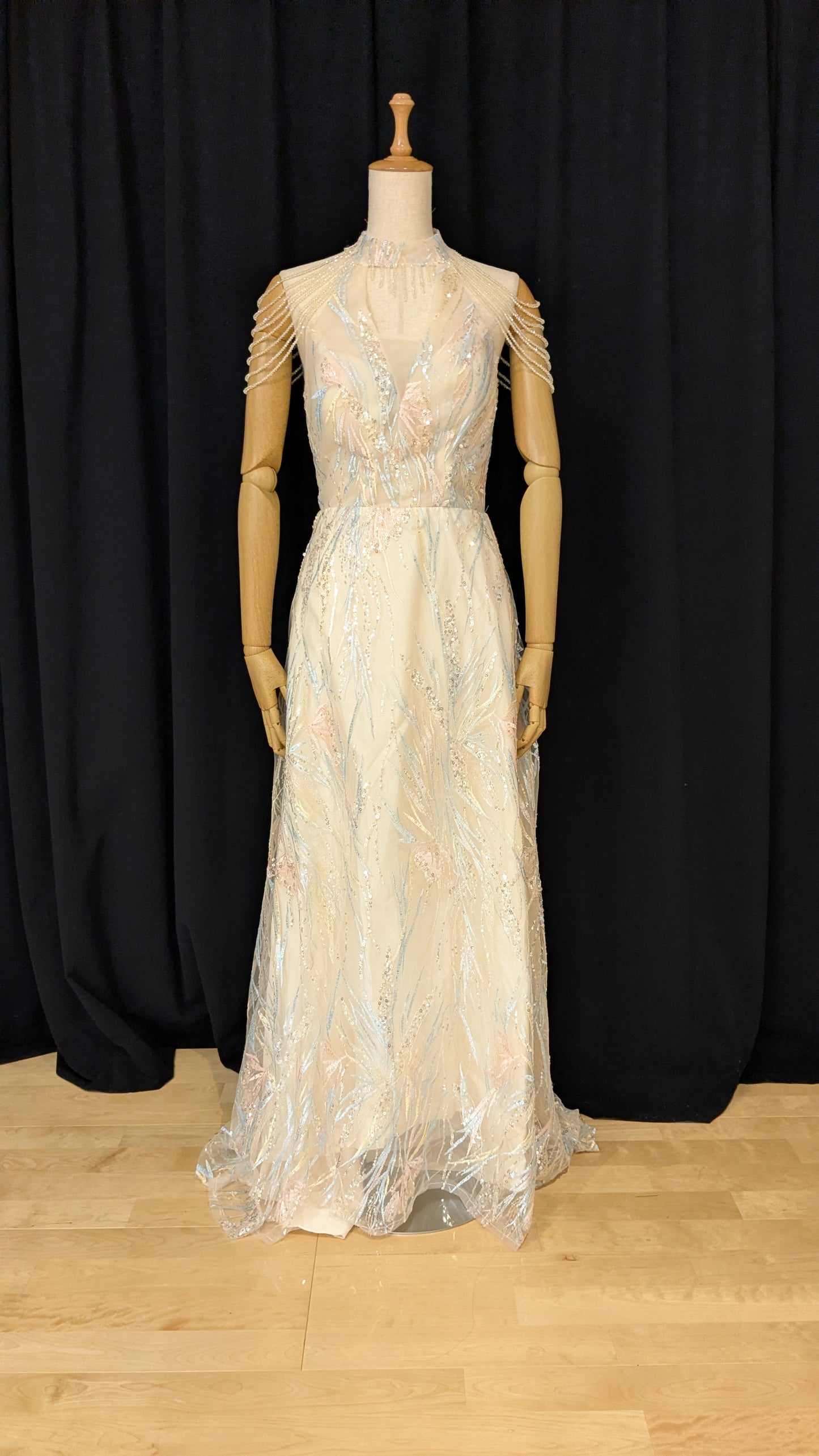 DQ-E7 ビーズチェーン付き刺繍スパンコール