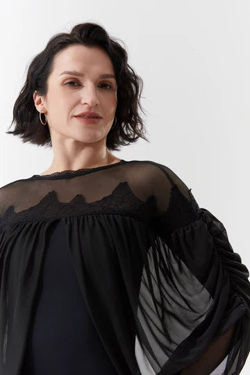 DQ-1108 シースルードレープ付きトップス