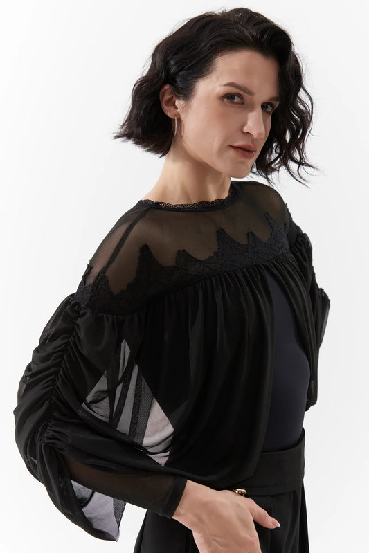 DQ-1108 シースルードレープ付きトップス