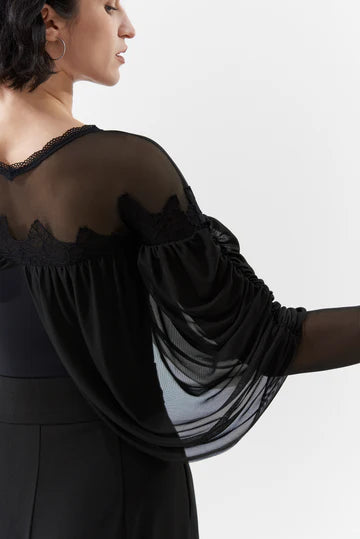 DQ-1108 シースルードレープ付きトップス