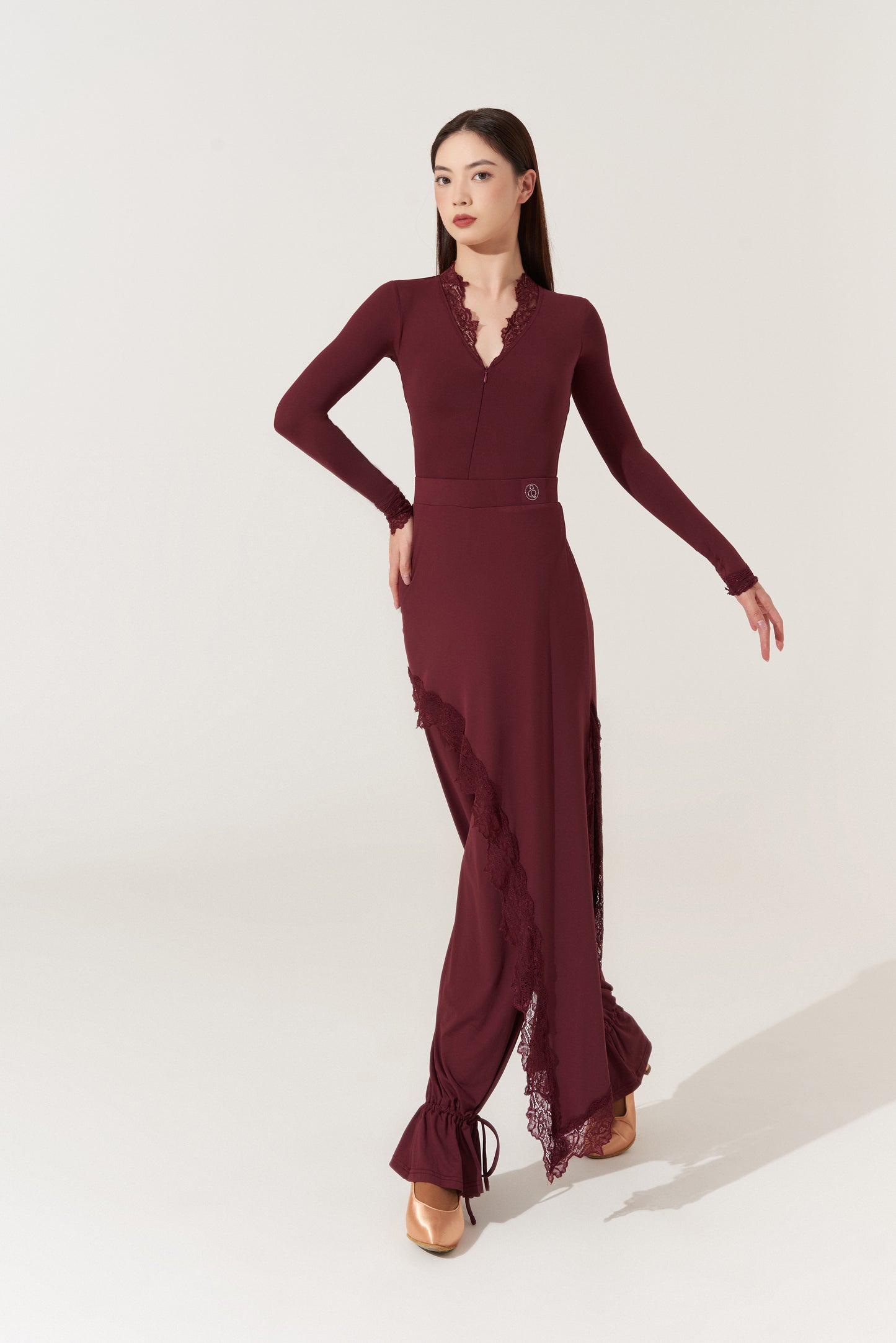 DQ-1059 Vネックジップアップトップス