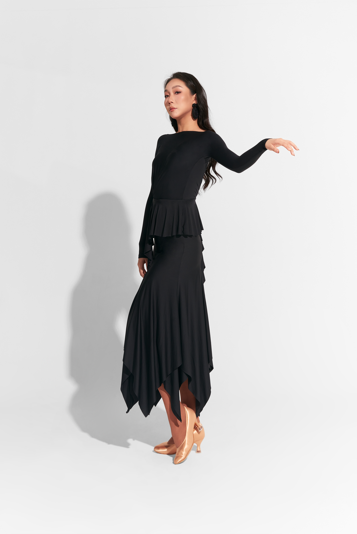 DQ-787 スカラップペプラムワンピース【カラーオーダー対応】