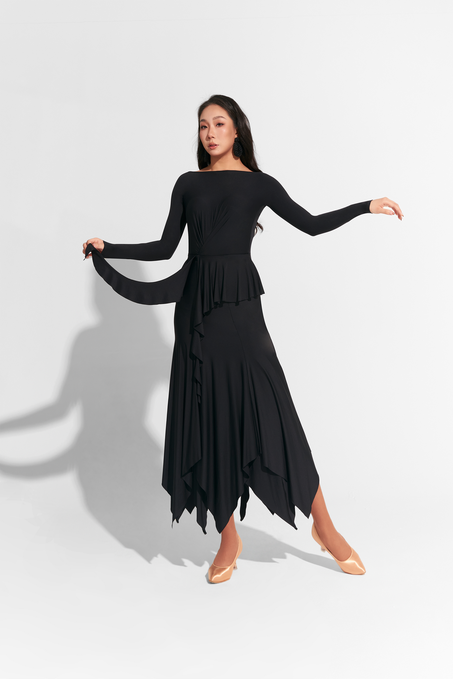 DQ-787 スカラップペプラムワンピース【カラーオーダー対応】