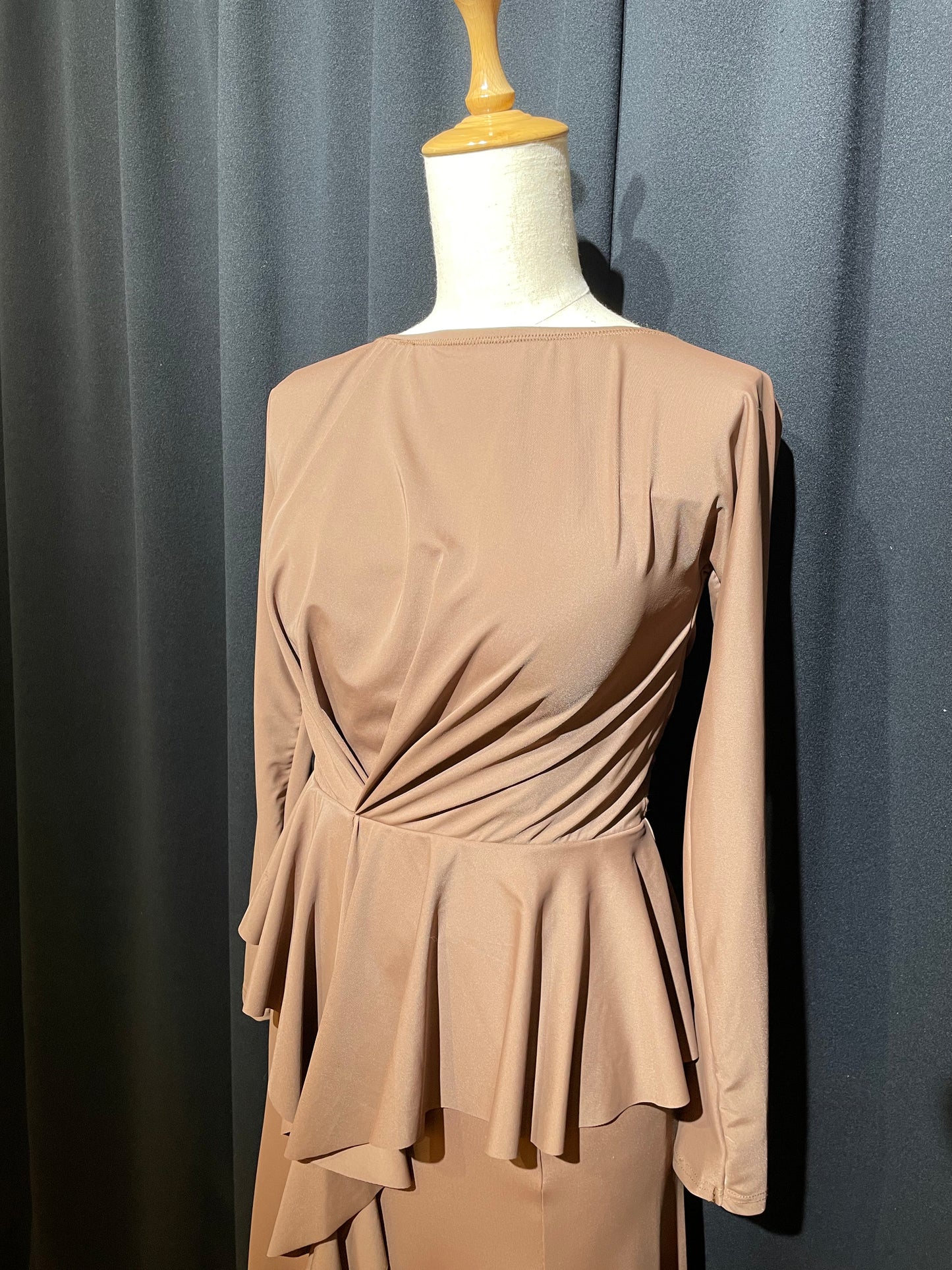 DQ-787 スカラップペプラムワンピース【カラーオーダー対応】