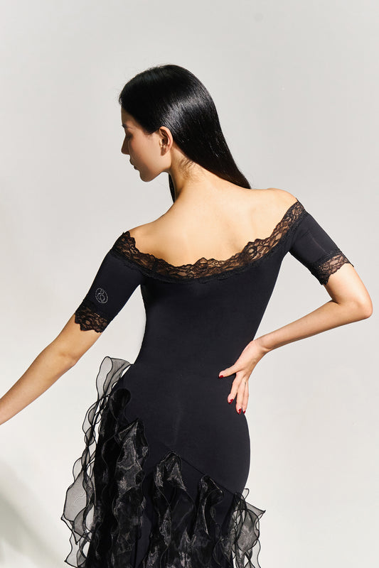 DQ-999 レースオフショルダートップス（半袖）