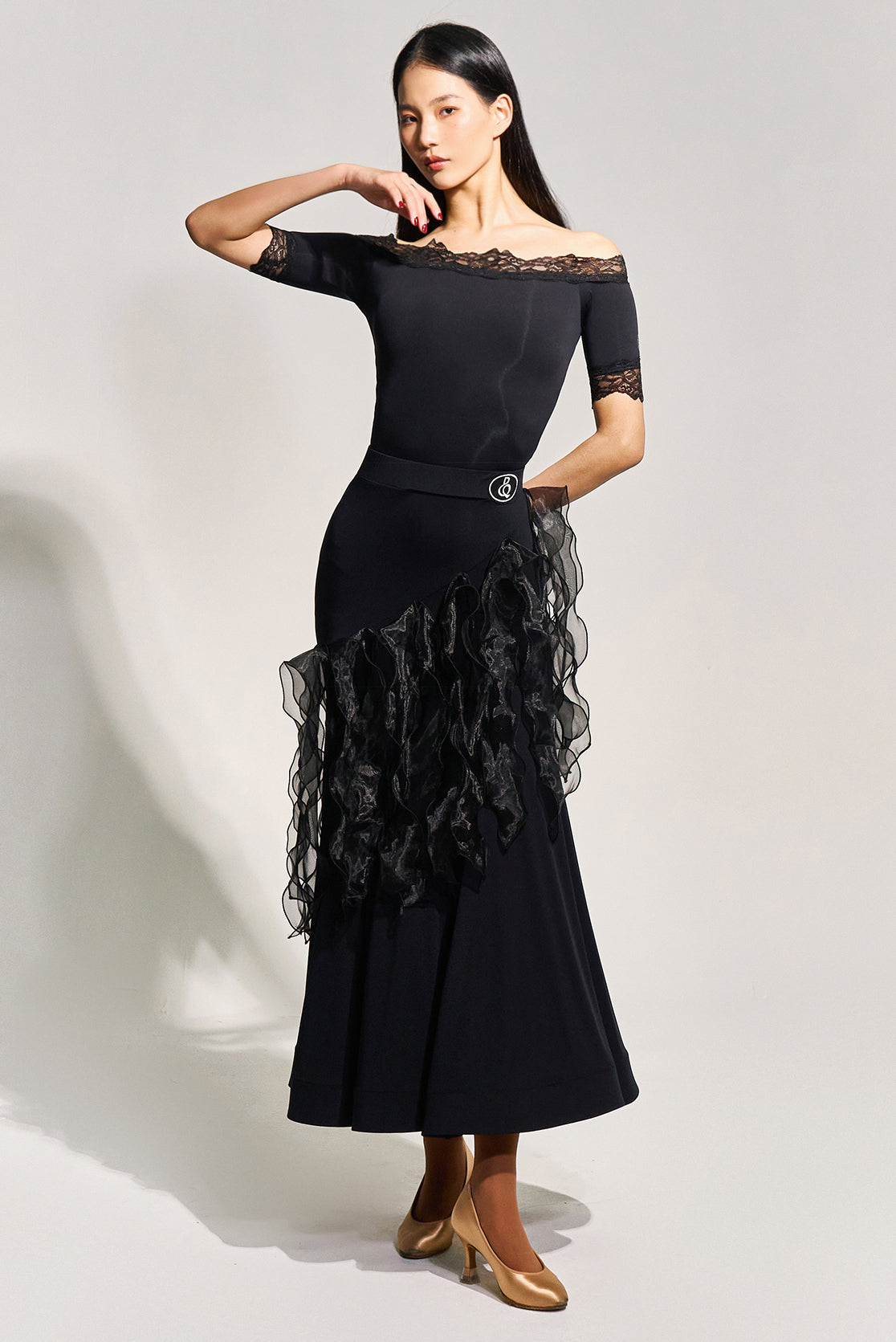 DQ-999 レースオフショルダートップス（半袖）